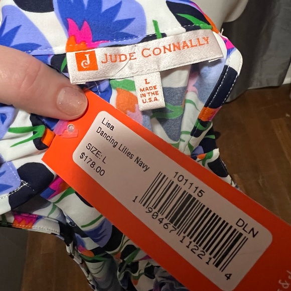 Jude Connally Lisa Tank Dress In Dancing Lillies Navy Large NWT - Picture 3 of 10